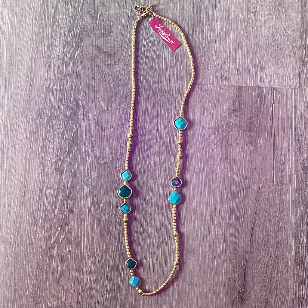 Lucky Brand Gold And Turquoise Color Semi Precious Necklace Nib 22$